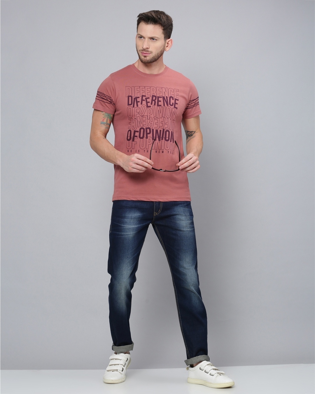 Shop Pink Typography T Shirt-Full