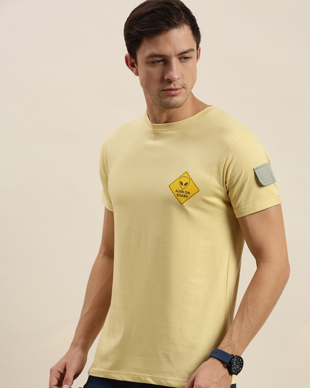 Shop Yellow Graphic Print T Shirt45-Design