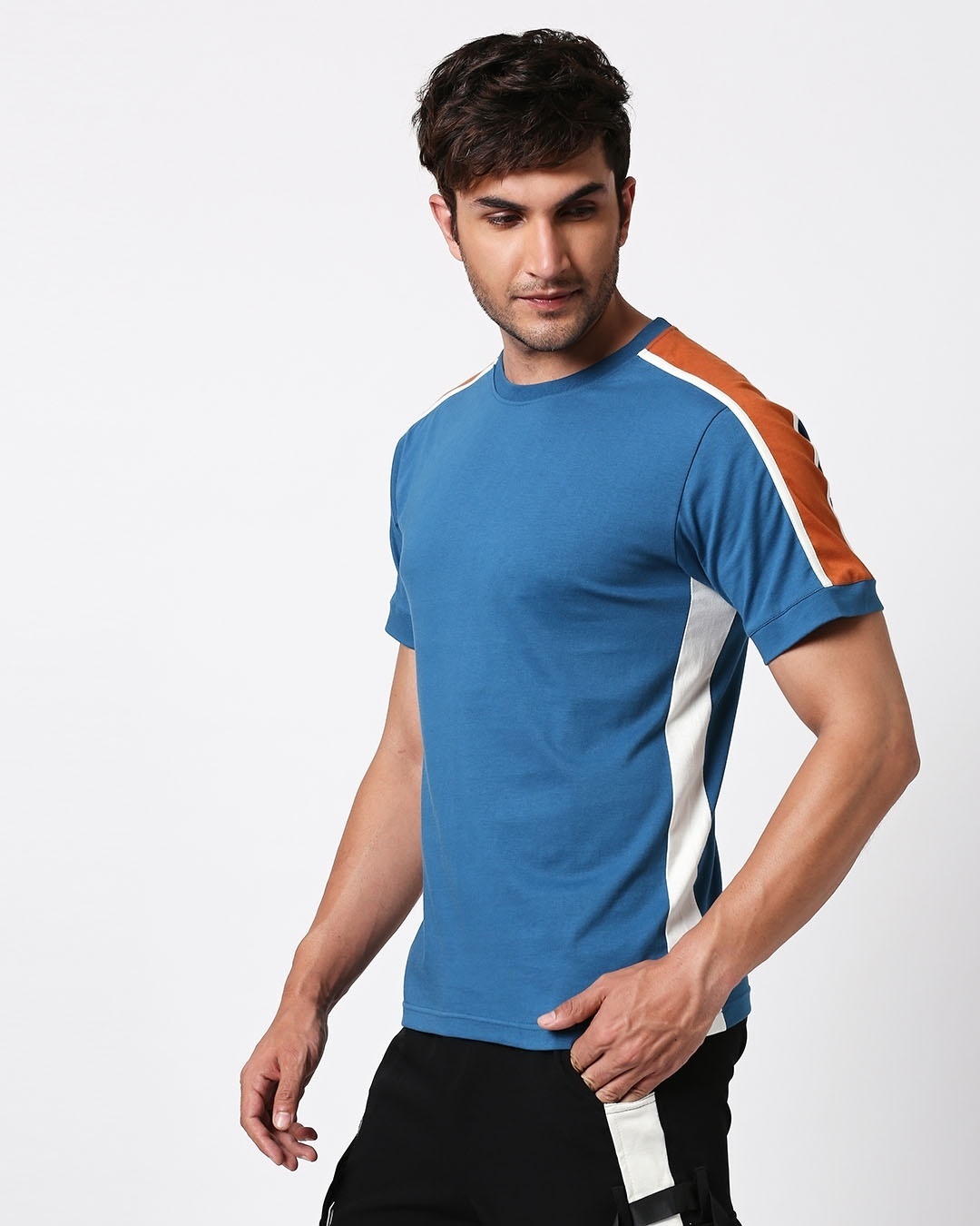 Shop Digi Teal Colorblock Half Sleeve T-Shirt-Design