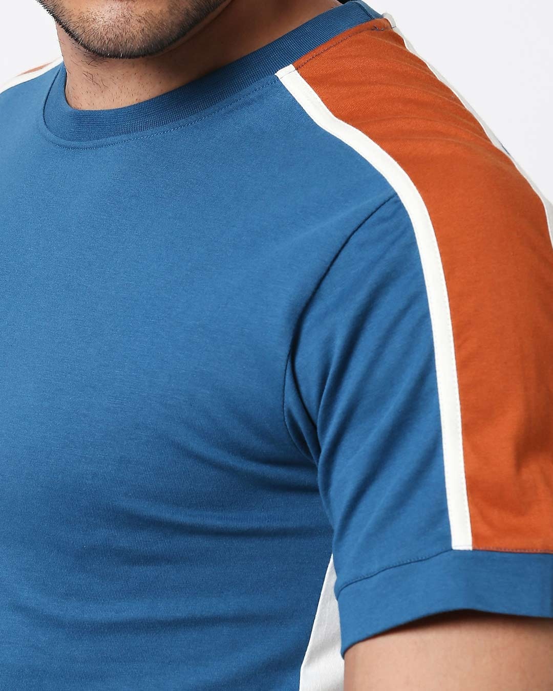 Shop Digi Teal Colorblock Half Sleeve T-Shirt