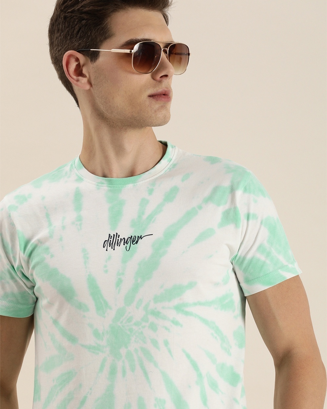 Shop Men's Green & White Tie & Dye Regular Fit T Shirt-Design