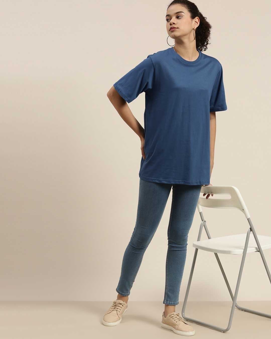 Shop Women's Blue Oversized Fit T Shirt