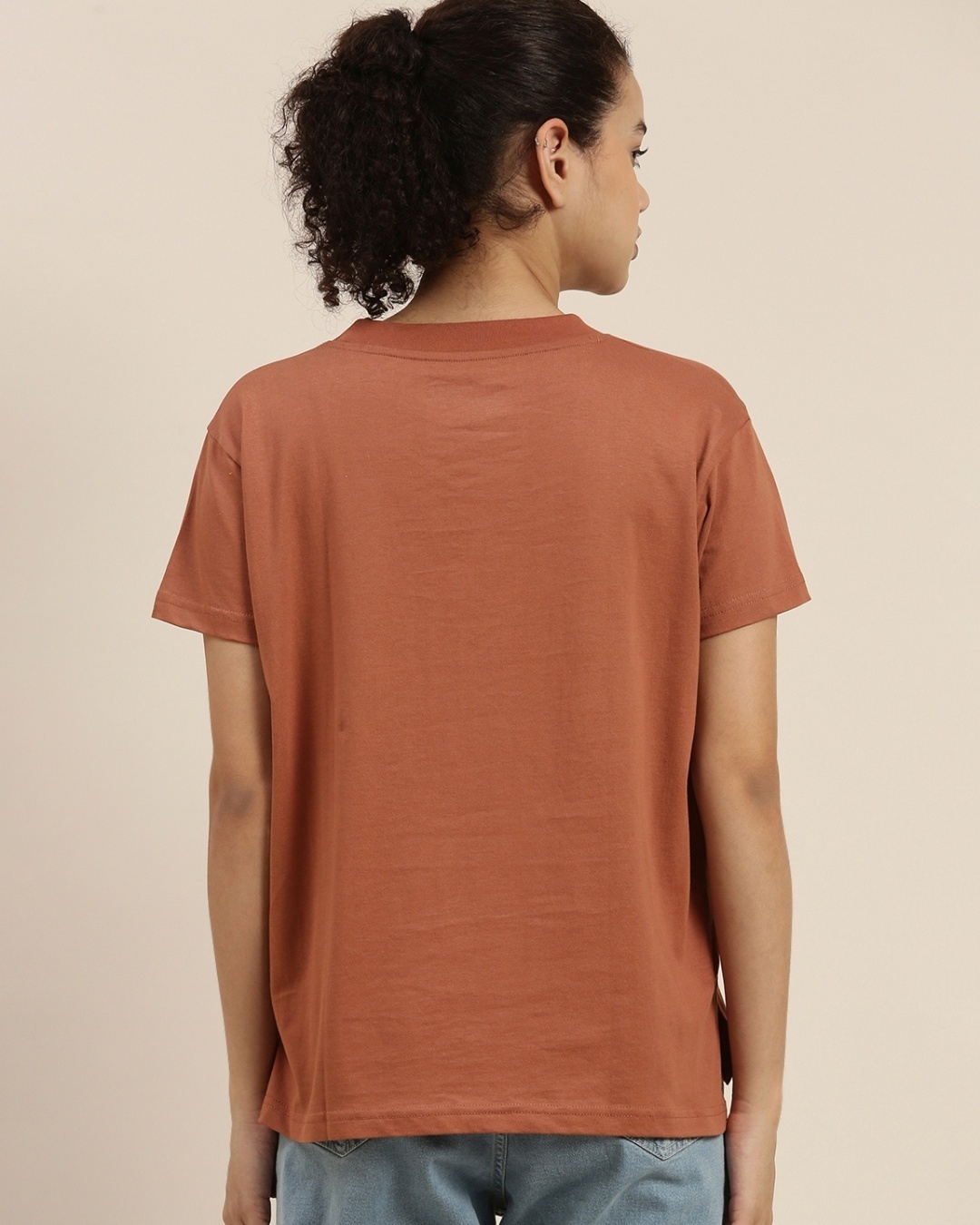 Shop Women's Brown Boxy Oversized Fit T Shirt-Back