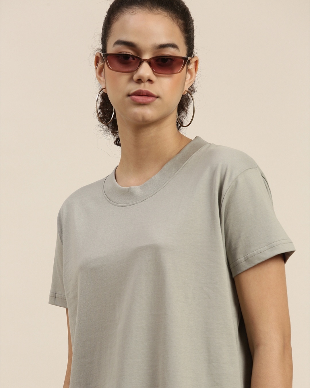 Shop Women's Grey Boxy Oversized Fit T Shirt-Design