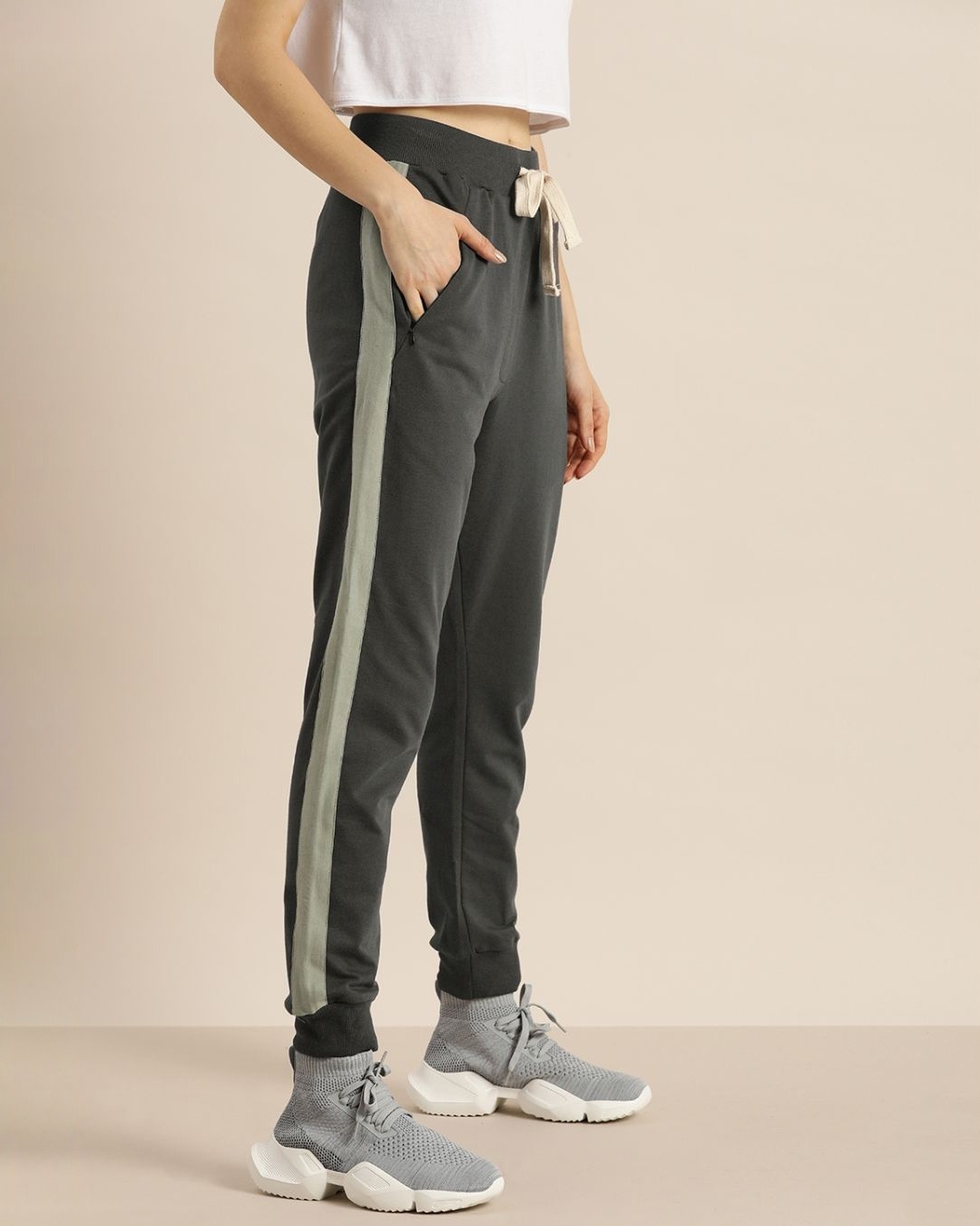 Shop Women's Grey Solid Joggers-Design