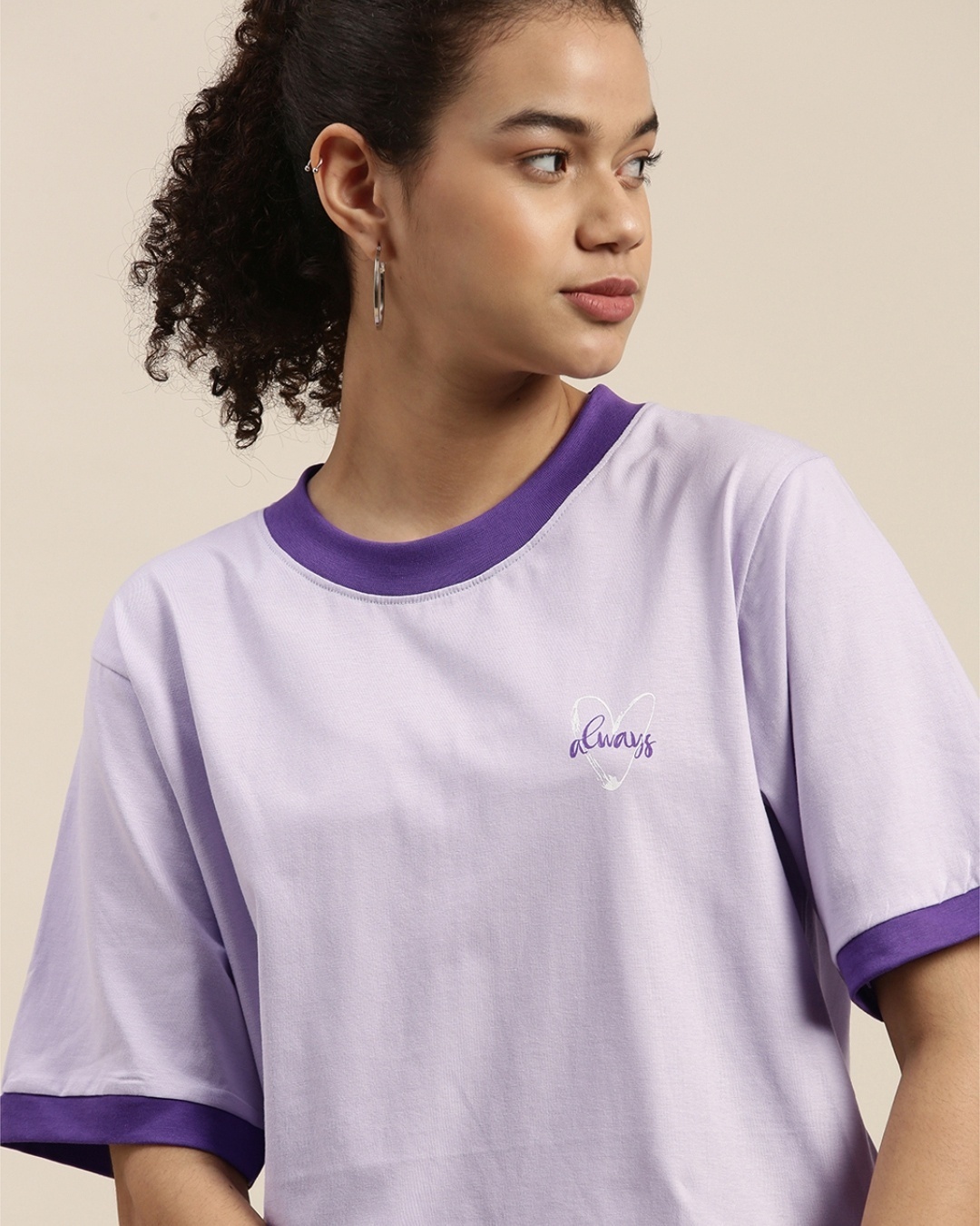 Buy Dillinger Womens Lavender Typographic Oversized Fit T Shirt For Women Purple Online At Bewakoof 7691