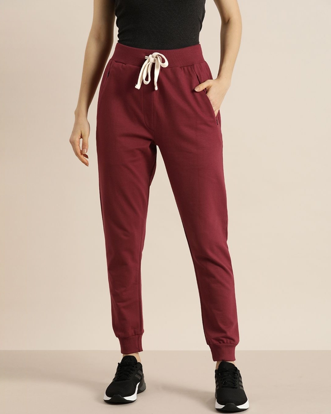 Shop Women's Maroon Solid Joggers-Front