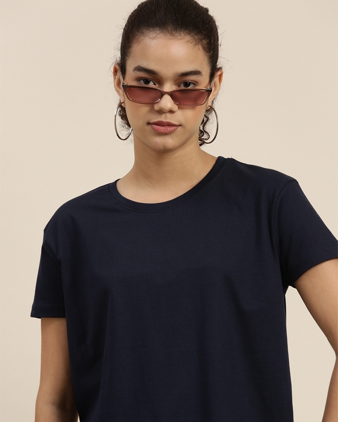 Shop Women's Navy Blue Boxy Oversized Fit T Shirt-Design