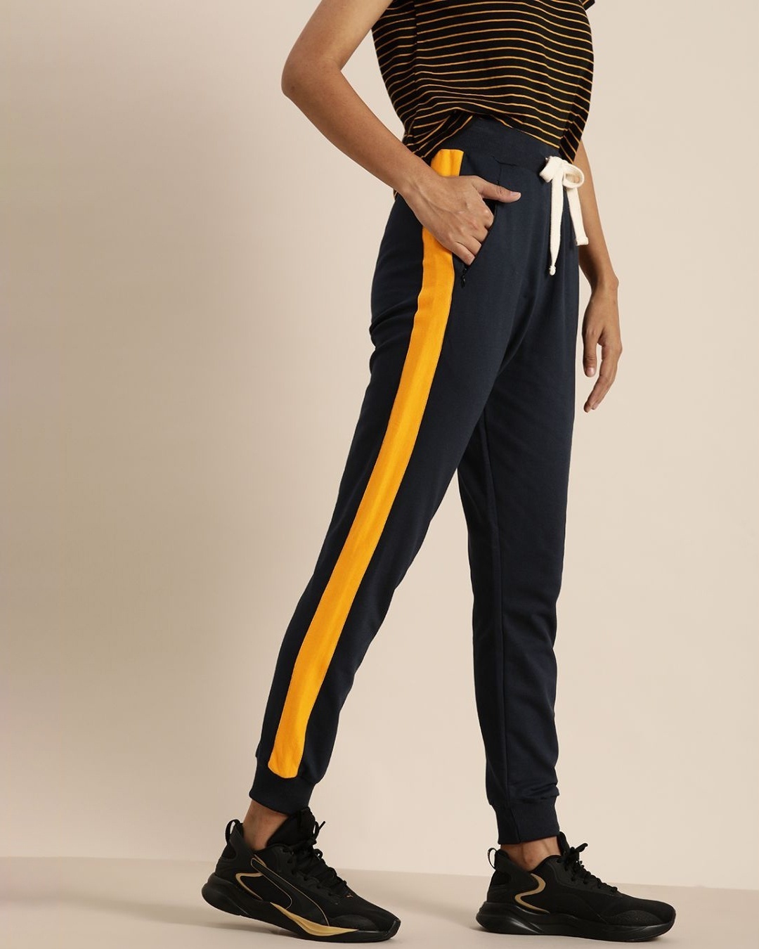 Shop Women's Navy Solid Joggers-Design