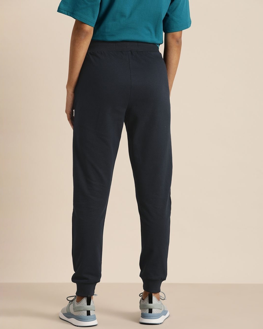 Shop Women's Navy Solid Joggers-Back