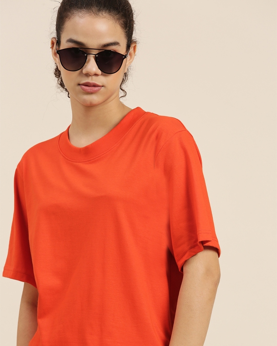 Shop Women's Orange Oversized Fit T Shirt-Design
