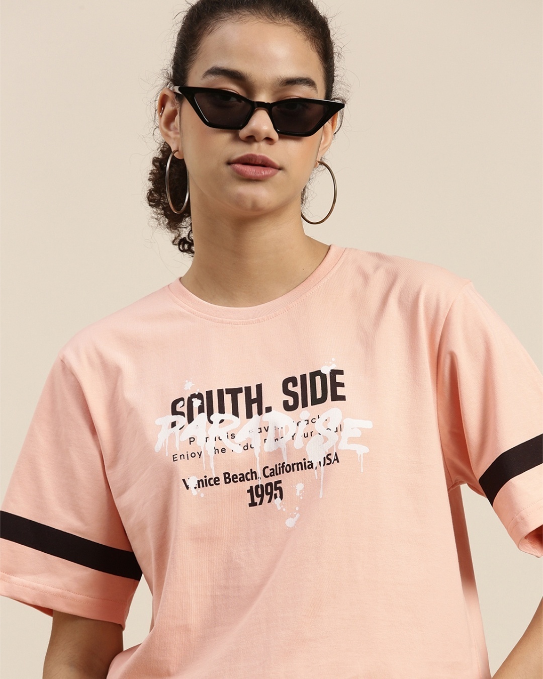 Shop Women's Pink Typographic Oversized Fit T Shirt-Design