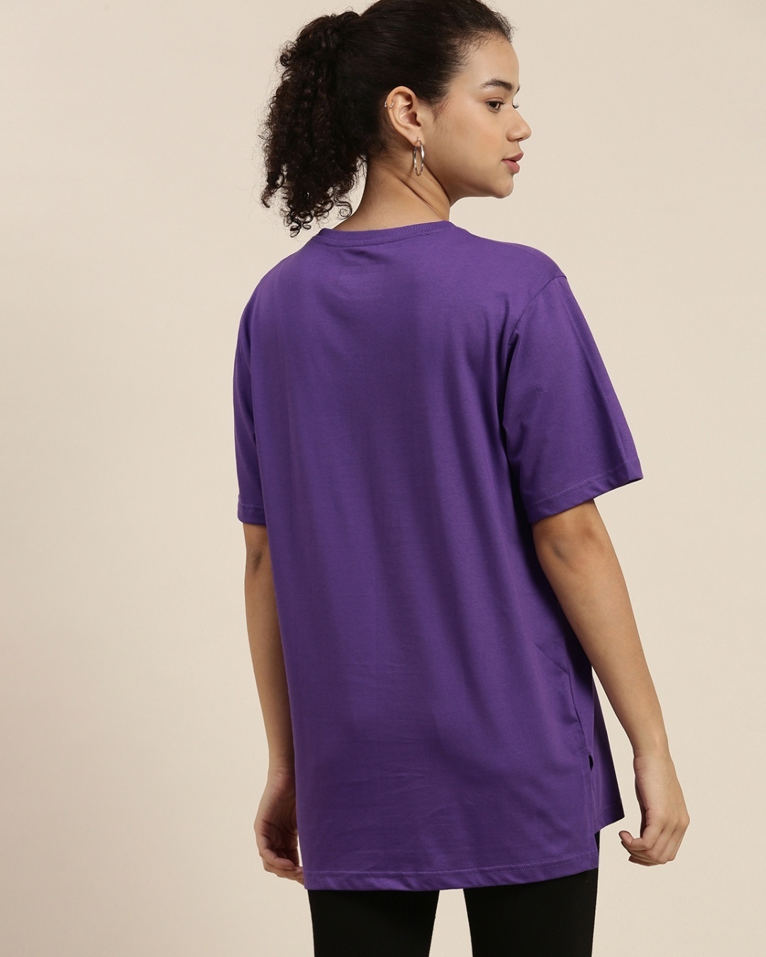 Shop Women's Violet Typographic Oversized Fit T Shirt-Back