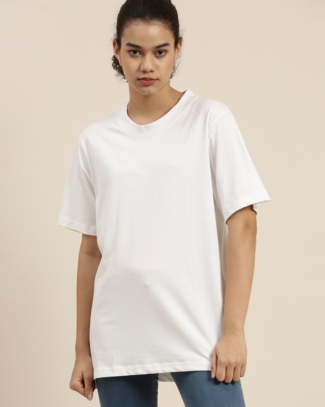 Shop Women's White Oversized Fit T Shirt-Front