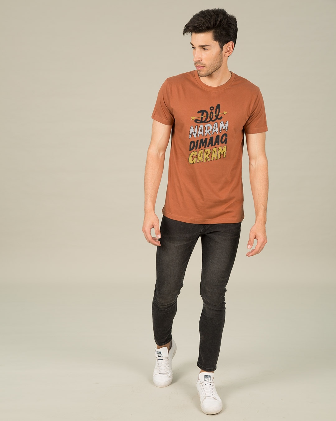 Buy Dimaag Garam Half Sleeve T-Shirt for Men orange Online at Bewakoof