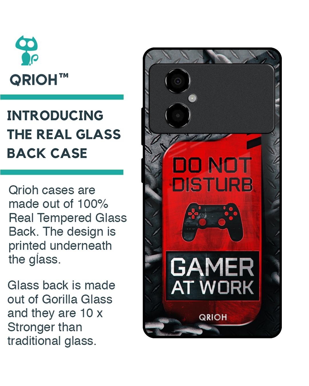 Shop Do Not Disturb Typography Premium Glass Case for Poco M4 5G (Shock Proof,Scratch Resistant)-Back