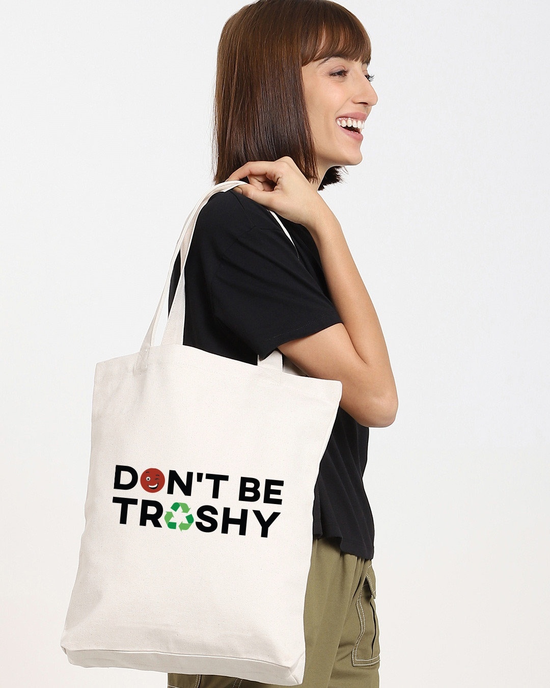 Shop Don't Be Trashy Printed Tote Bag-Front