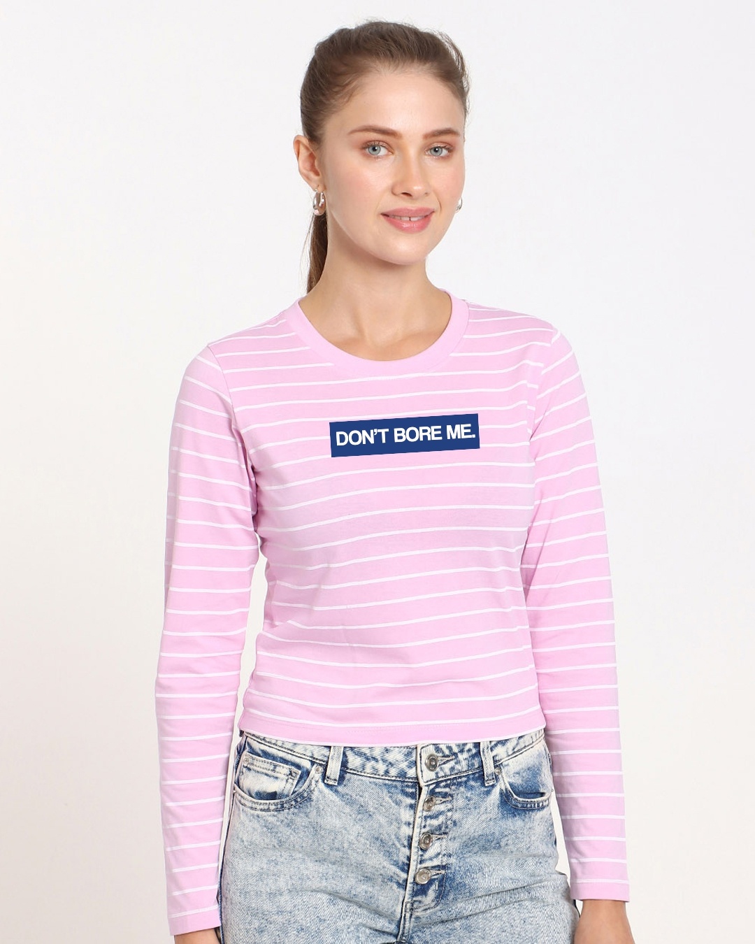 Shop Don't Bore Me Stripe Full Sleeve T-Shirt-Front