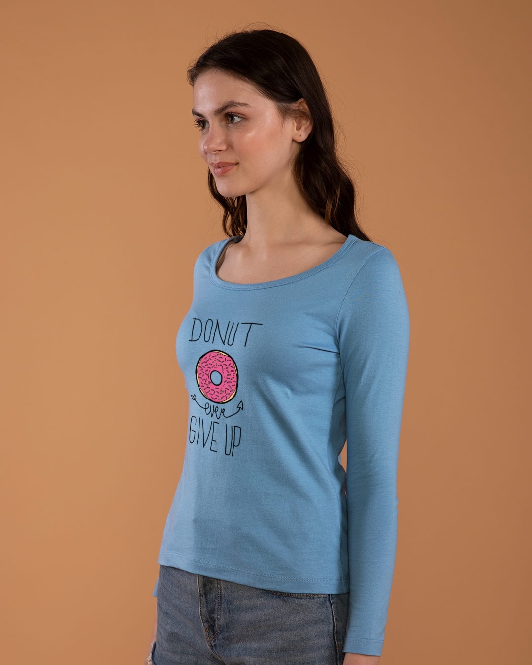Shop Don't Give Up Scoop Neck Full Sleeve T-Shirt-Back
