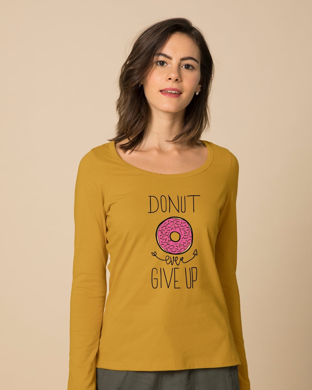 Shop Don't Give Up Scoop Neck Full Sleeve T-Shirt-Front
