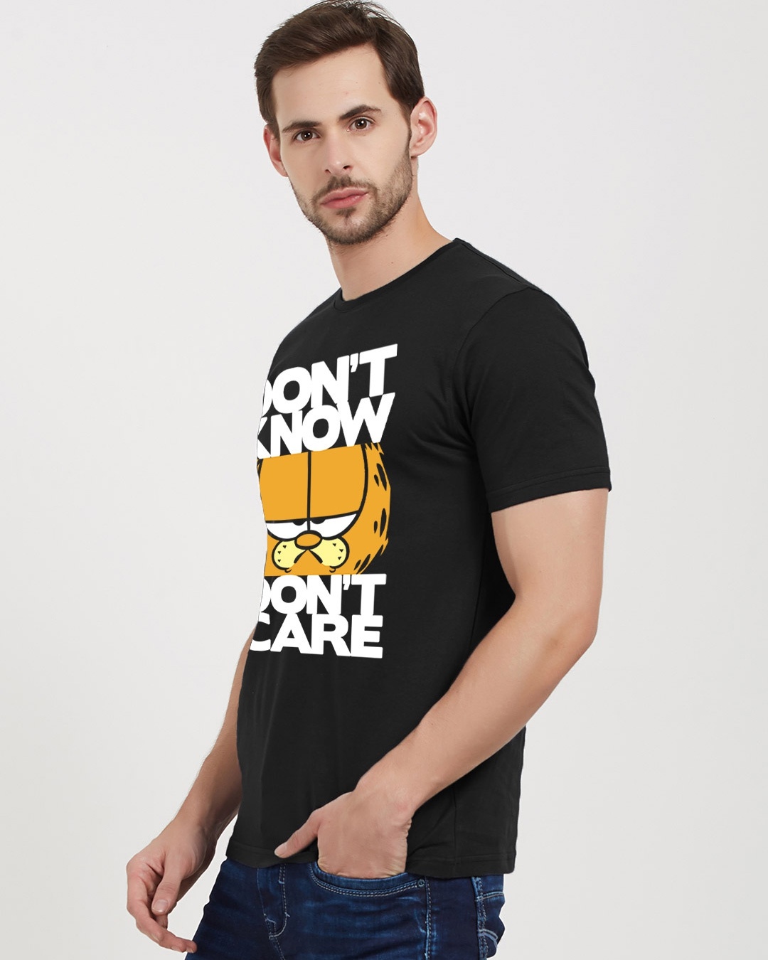 Shop Don't Know, Don't Care Official Garfield Cotton Half Sleeves T-Shirt-Back