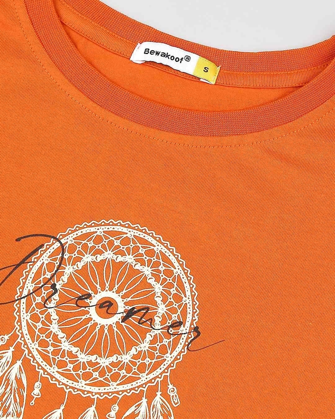 Shop Women's Orange Dream Catcher Graphic Printed T-shirt