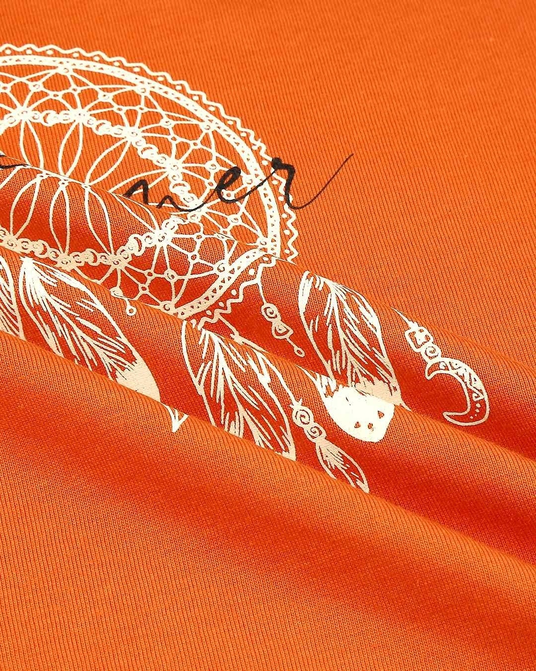 Shop Women's Orange Dream Catcher Graphic Printed T-shirt