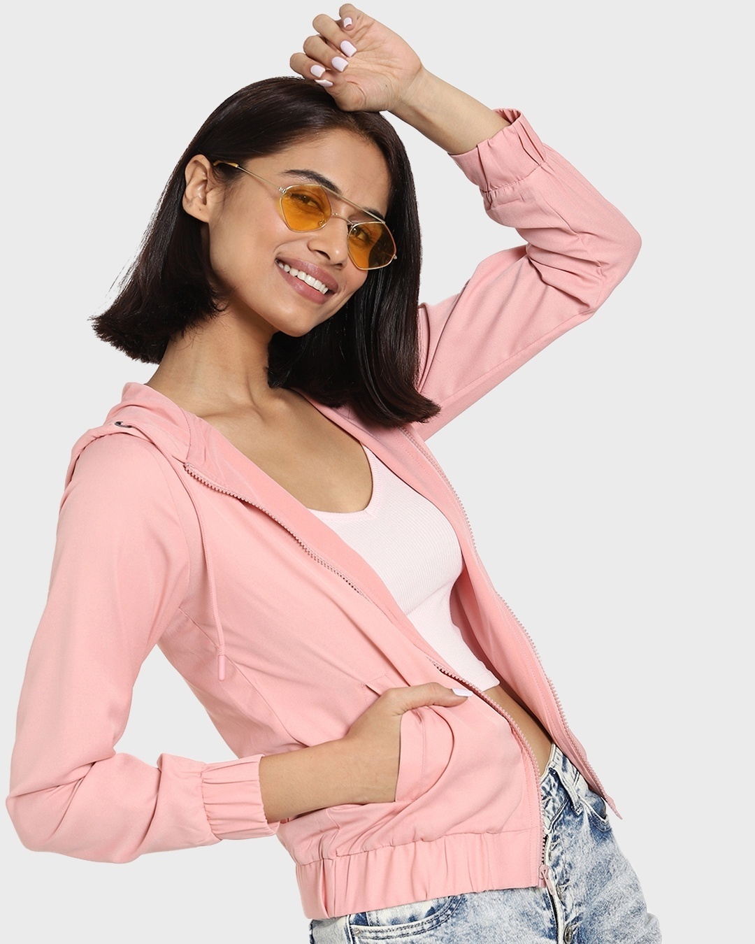 Shop Dusty Pink KIARA Fashion Jacket-Front