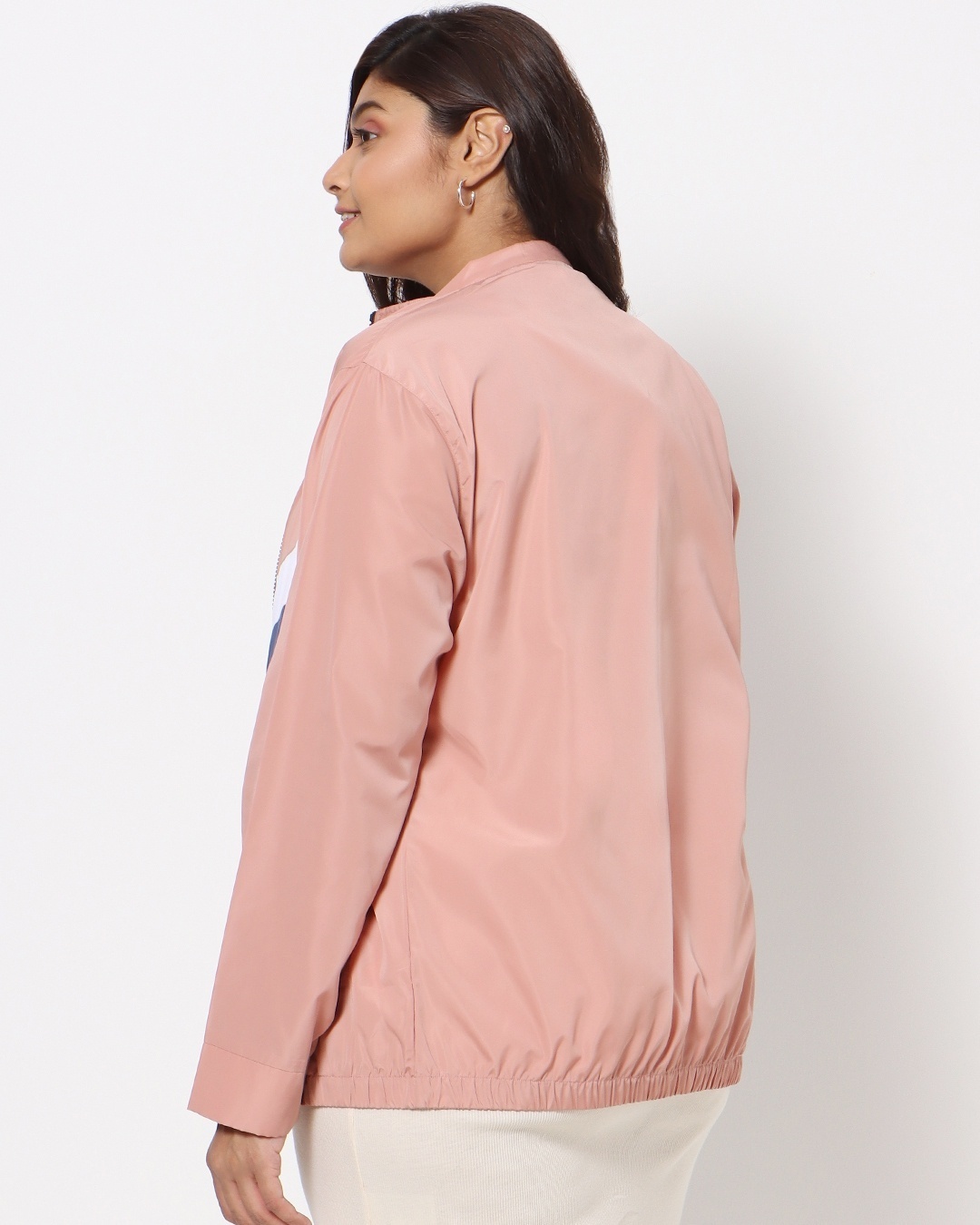 Shop Dusty Pink Plus Size Fashion Color Block Windcheater-Design