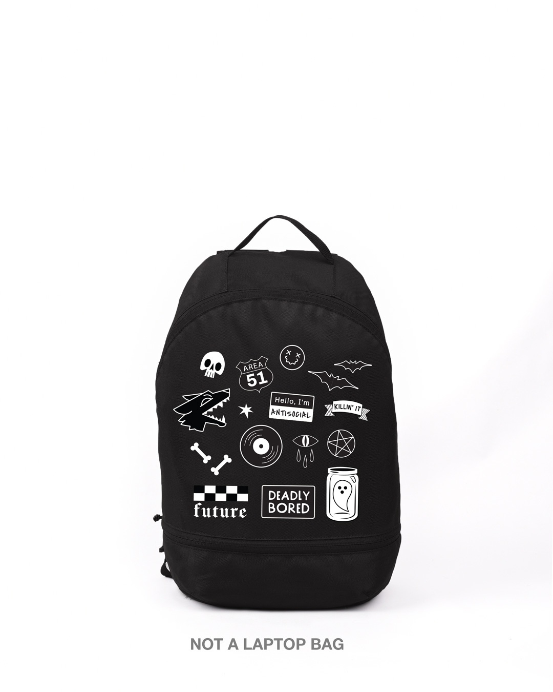 Shop Edgy Badges Printed Small Backpack-Front