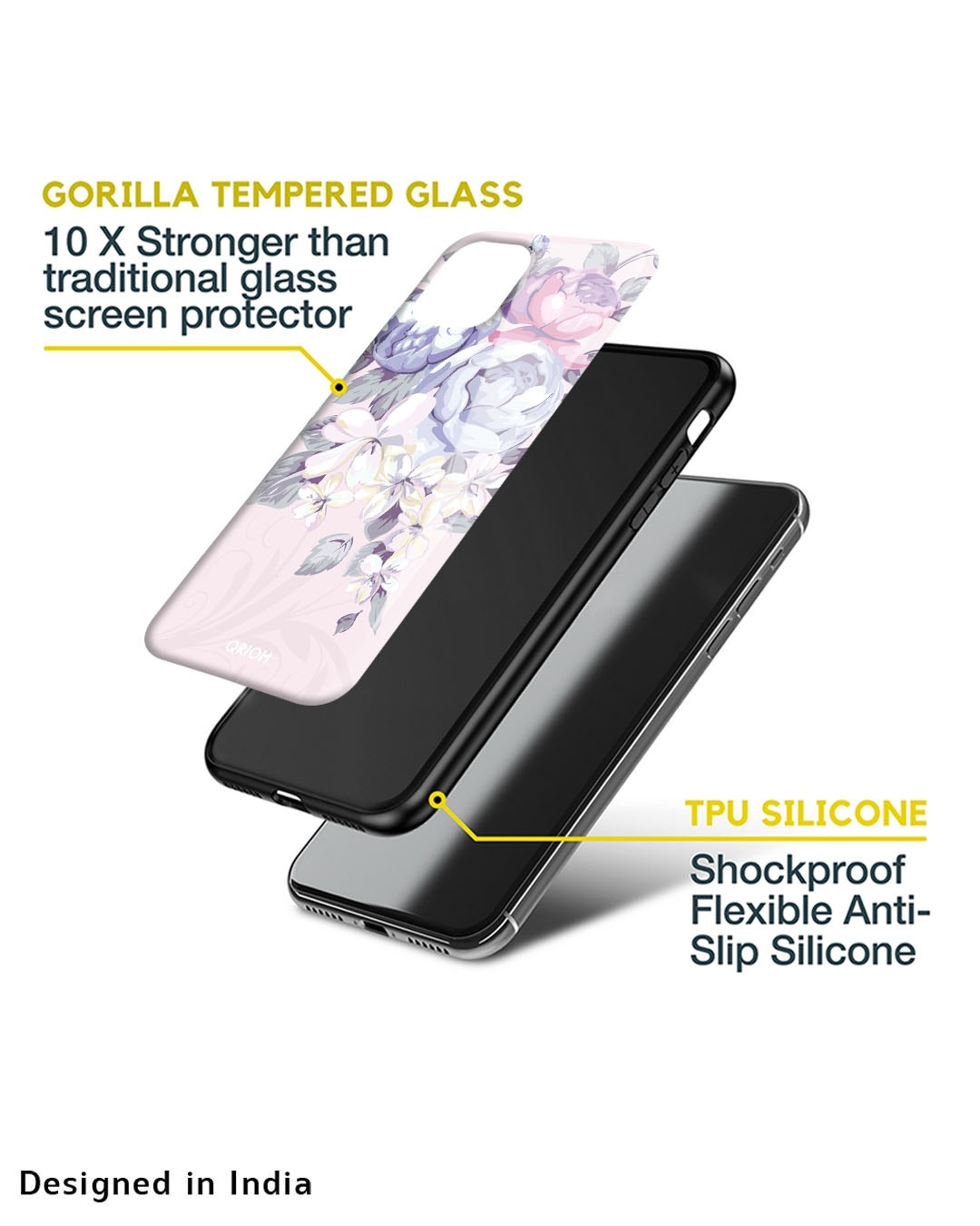 Shop Elegant Floral Premium Glass Case for Nothing Phone (1) (Shock Proof, Scratch Resistant)-Design