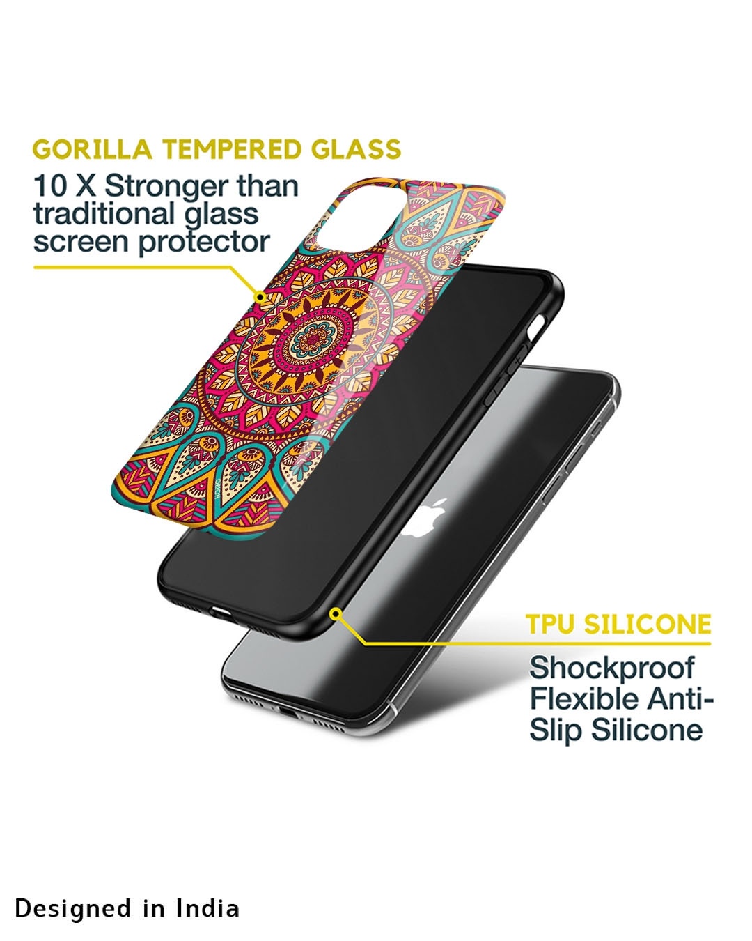 Shop Elegant Mandala Printed Premium Glass Cover For Oppo Reno7 5G (Impact Resistant, Matte Finish)-Design