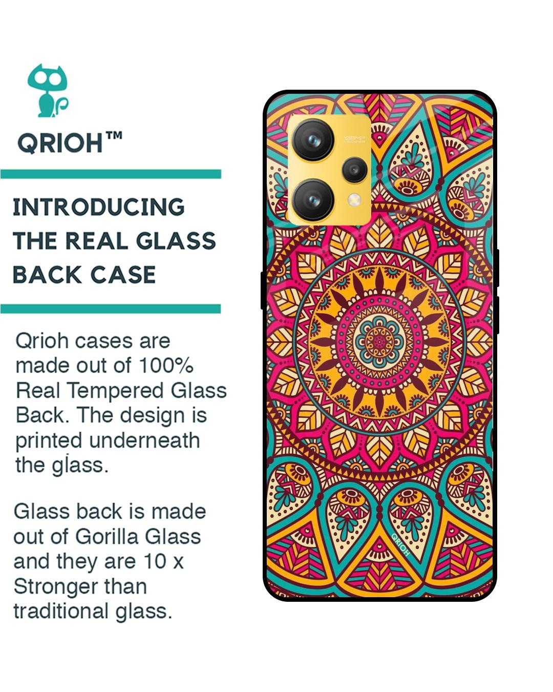 Shop Elegant Mandala Printed Premium Glass Cover for Realme 9 4G (Shock Proof, Scratch Resistant)-Back