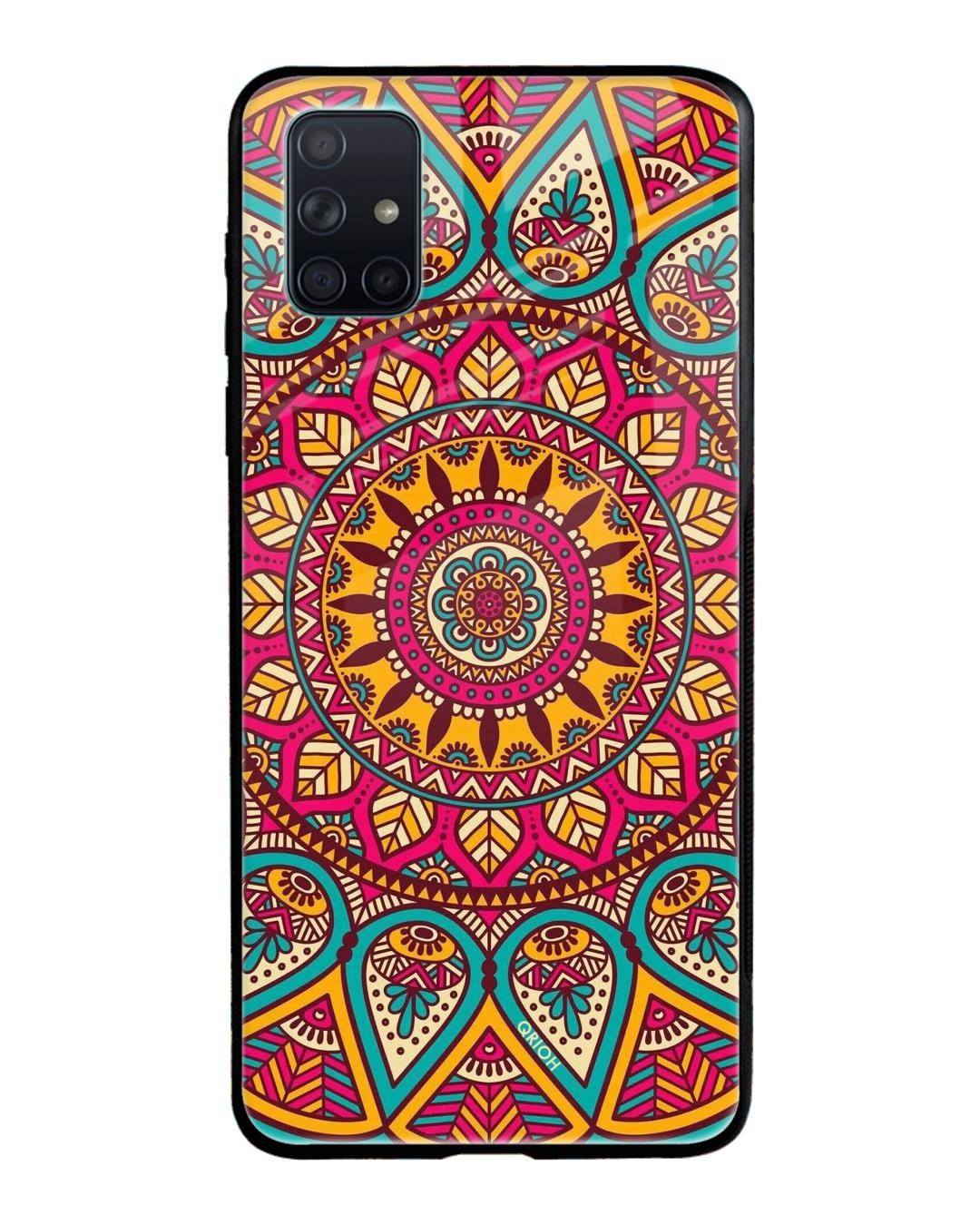 Shop Elegant Mandala Printed Premium Glass Cover For Samsung Galaxy A51(Impact Resistant, Matte Finish)-Front