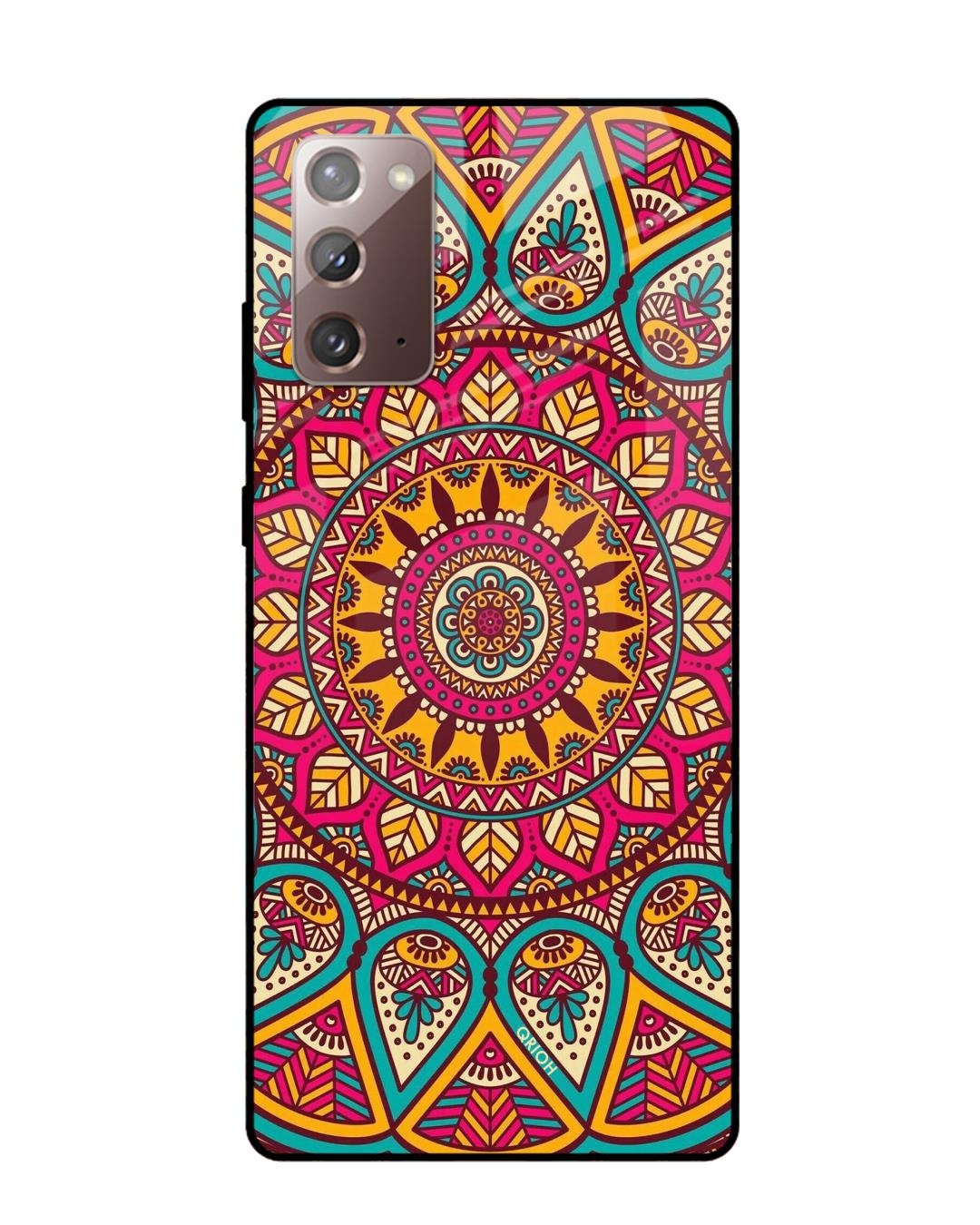 Shop Elegant Mandala Printed Premium Glass Cover For Samsung Galaxy Note 20(Impact Resistant-Front