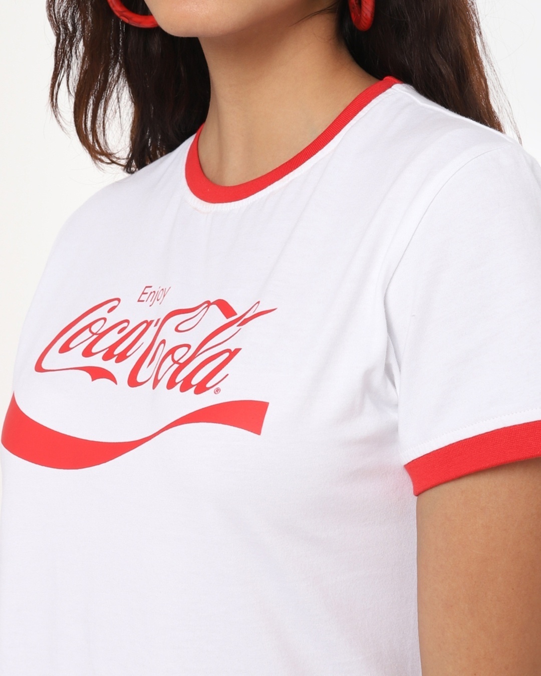Shop Women's White Enjoy Coca Cola Typography T-shirt
