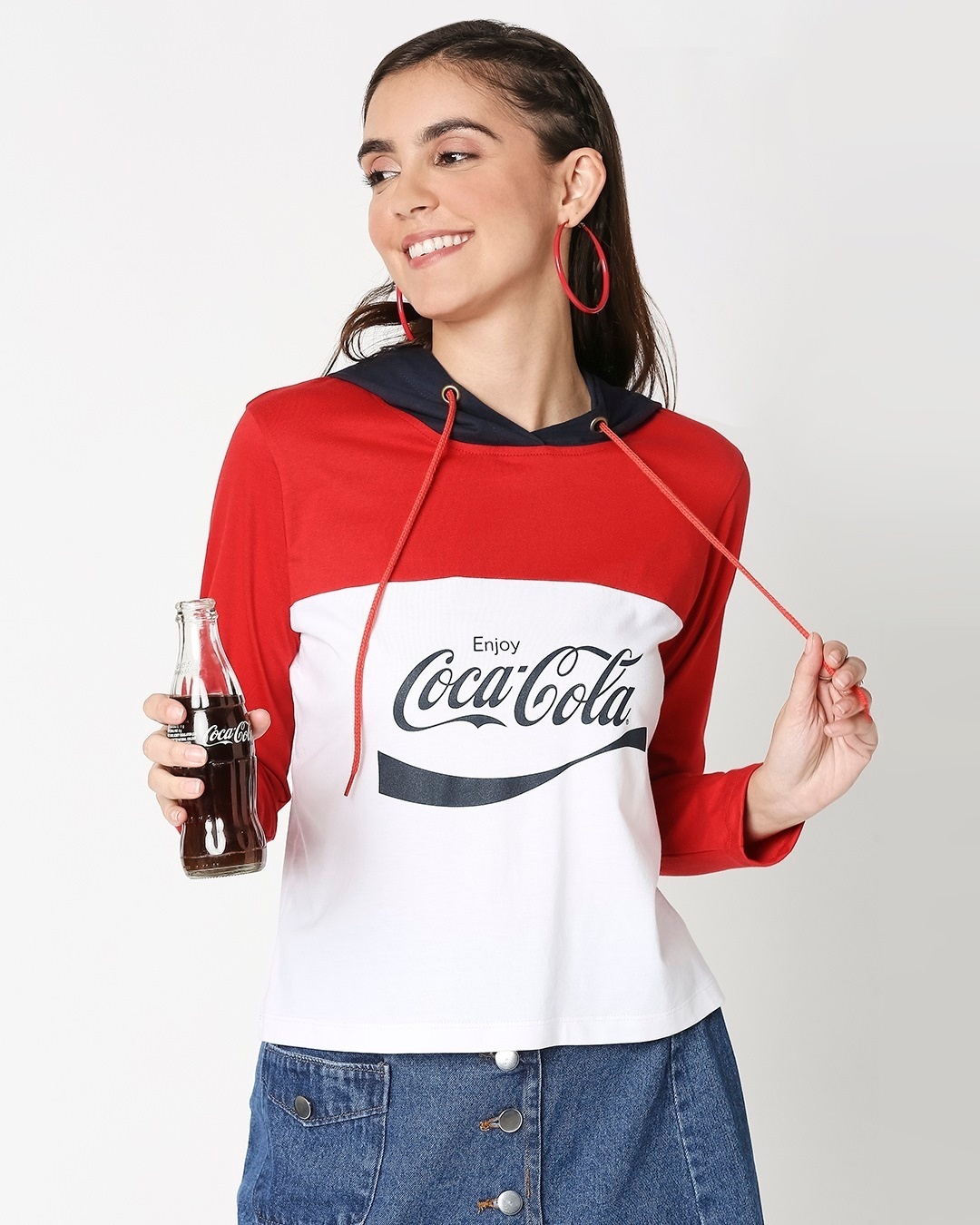Shop Enjoy Coca-Cola Short Top Hoodie-Front