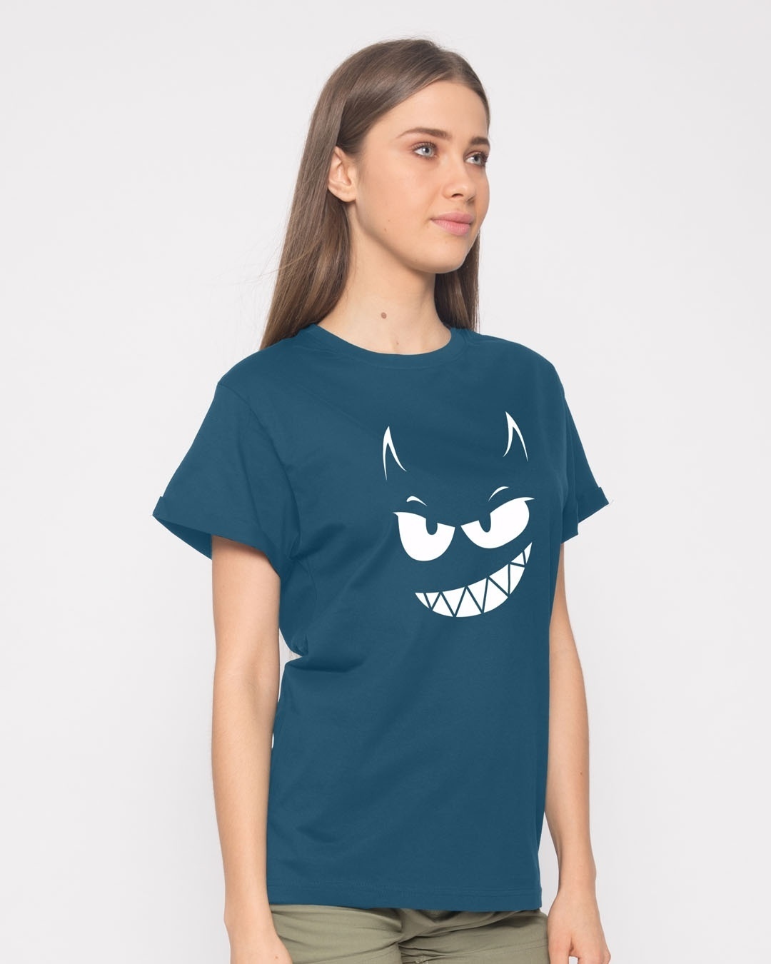 Shop Evil Smiley Boyfriend T-Shirt-Back