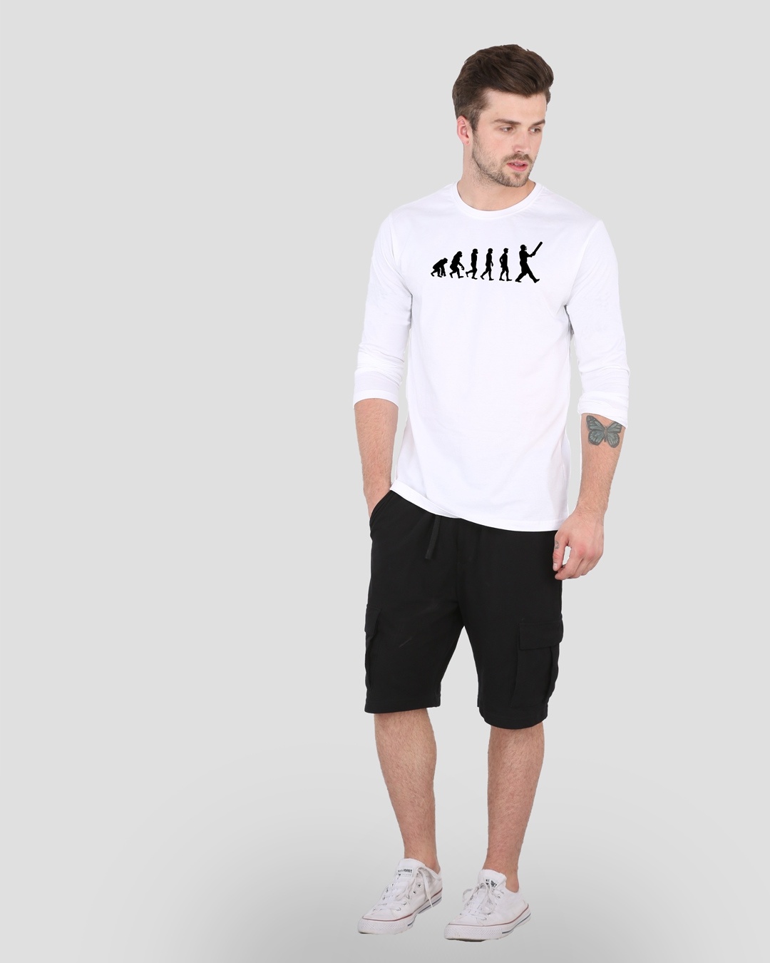 Shop Evolution Cricketer Full Sleeve T-Shirt White-Design