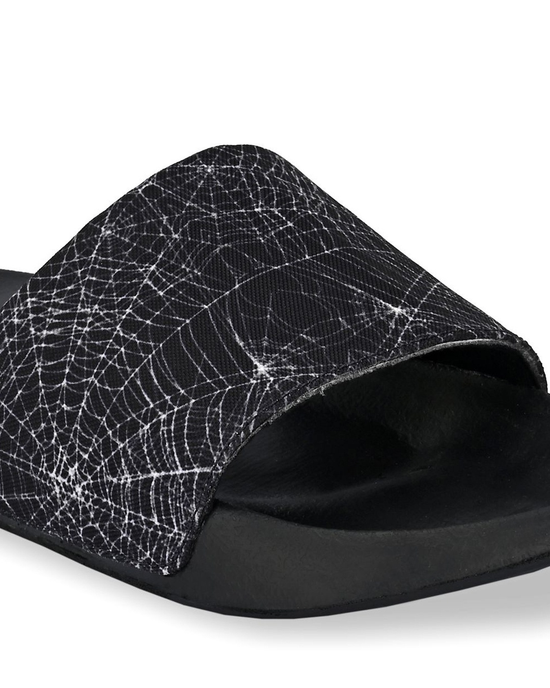 Shop Men Black And White Spider Web Printed Slider