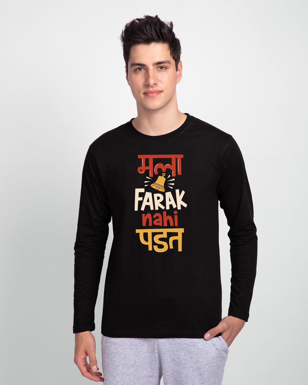 Shop Farak Nahi Padat Full Sleeve T-Shirt Black-Front