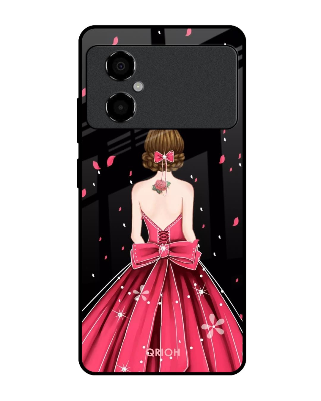 Shop Fashion Princess Printed Premium Glass Case for Poco M4 5G (Shock Proof,Scratch Resistant)-Front