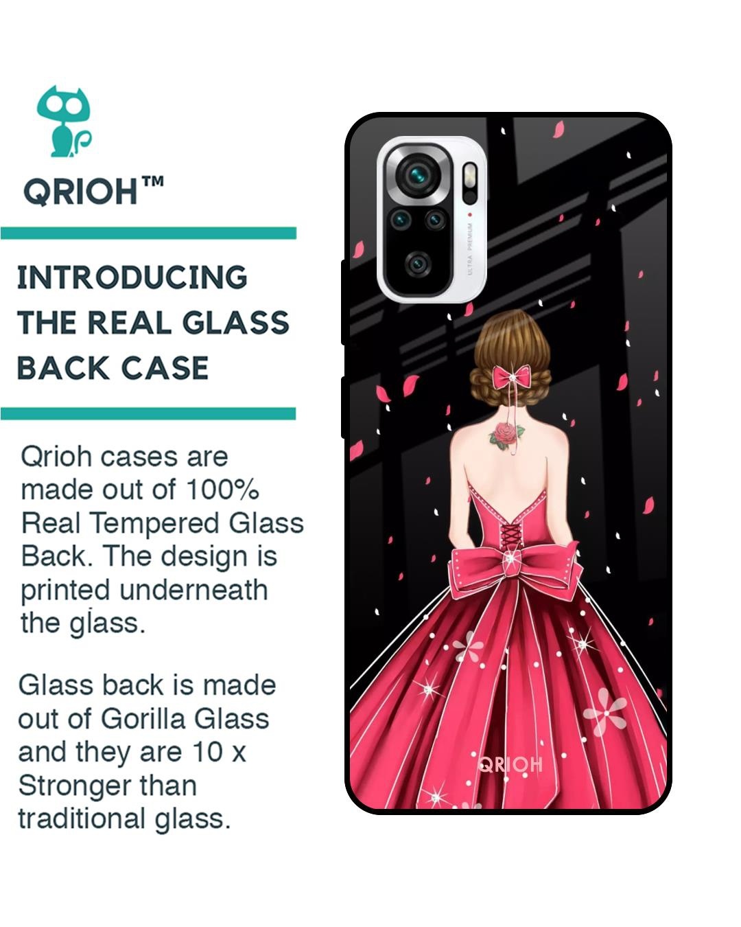 Shop Fashion Princess Printed Premium Glass Case for Redmi Note 11 SE (Shock Proof,Scratch Resistant)-Back
