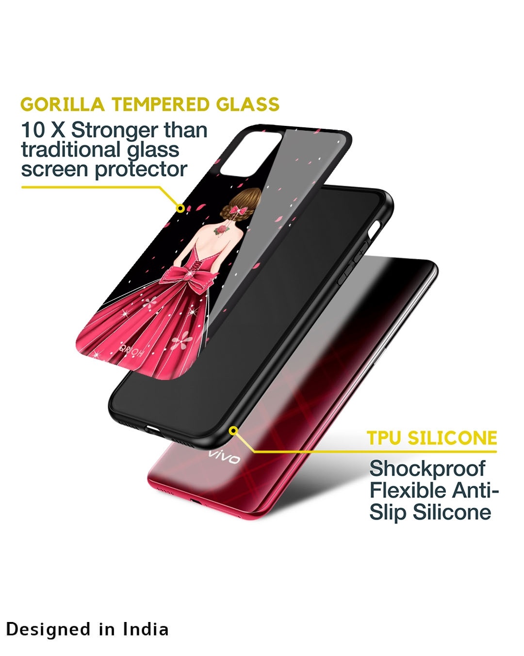 Shop Fashion Princess Printed Premium Glass Case for Vivo iQOO 11 (Shock Proof,Scratch Resistant)-Design