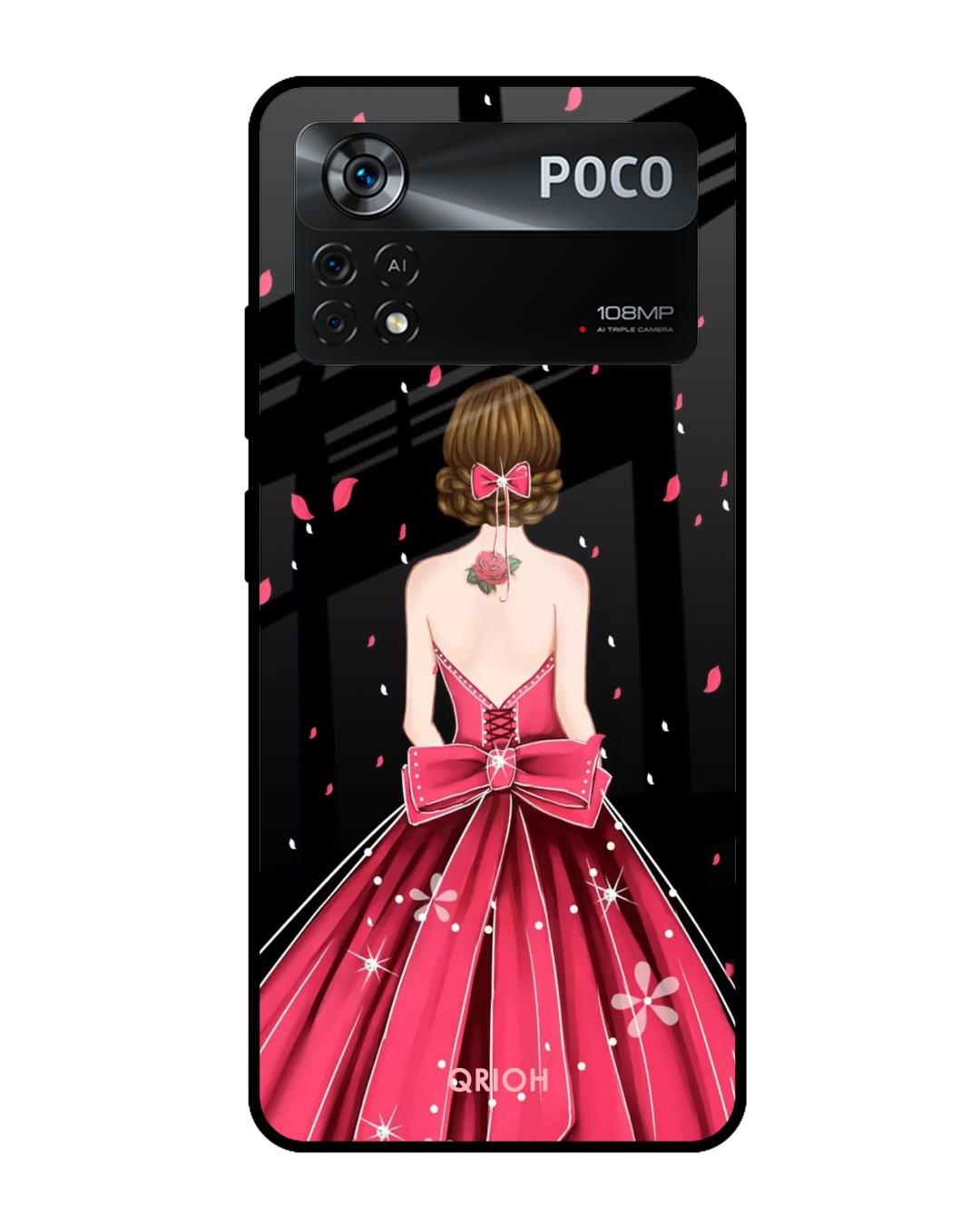 Shop Fashion Princess Printed Premium Glass Cover for Poco X4 Pro 5G (Shock Proof, Scratch Resistant)-Front