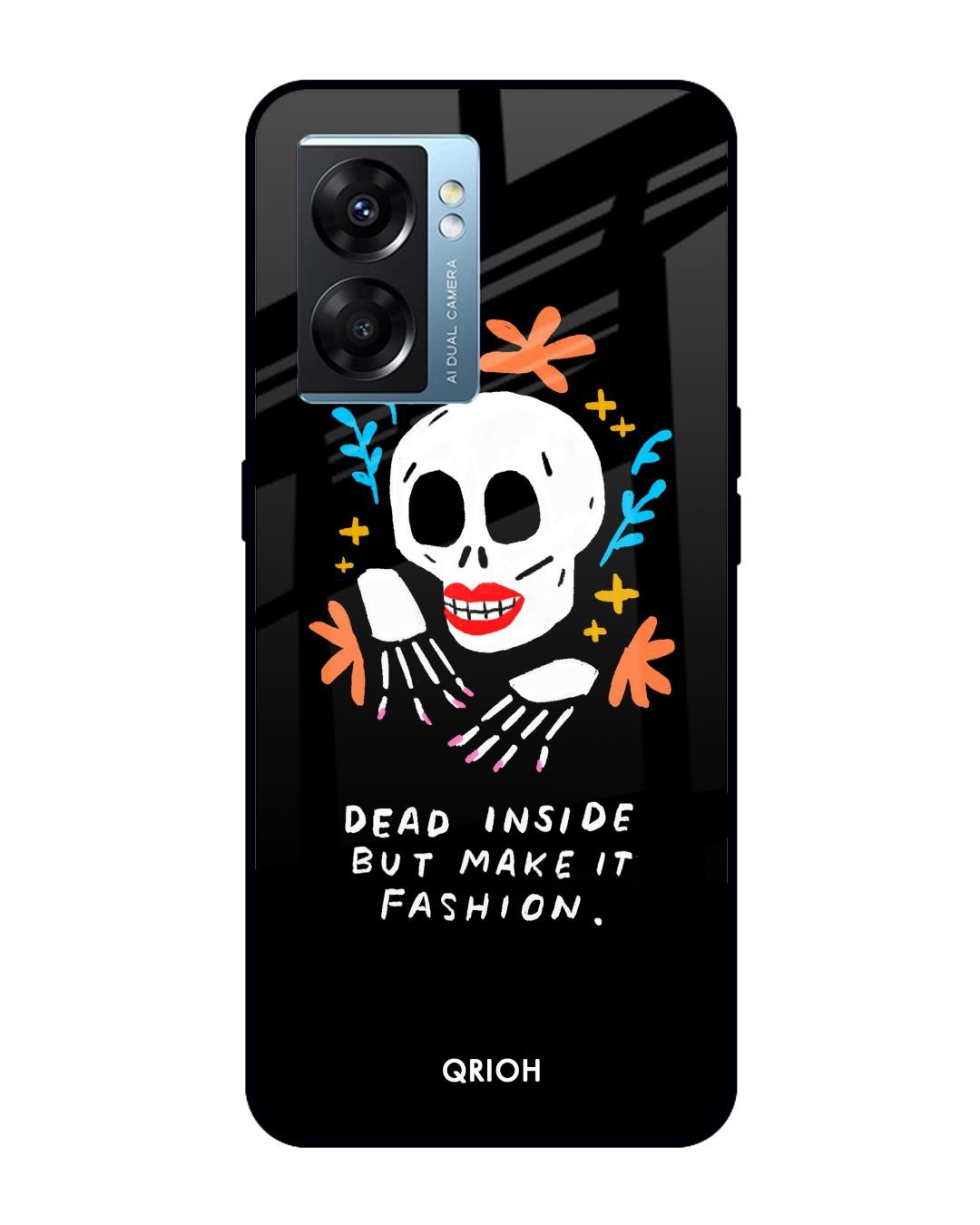 Shop Fashionable Skeleton Printed Premium Glass Cover for Oppo K10 5G (Shock Proof, Scratch Resistant)-Front