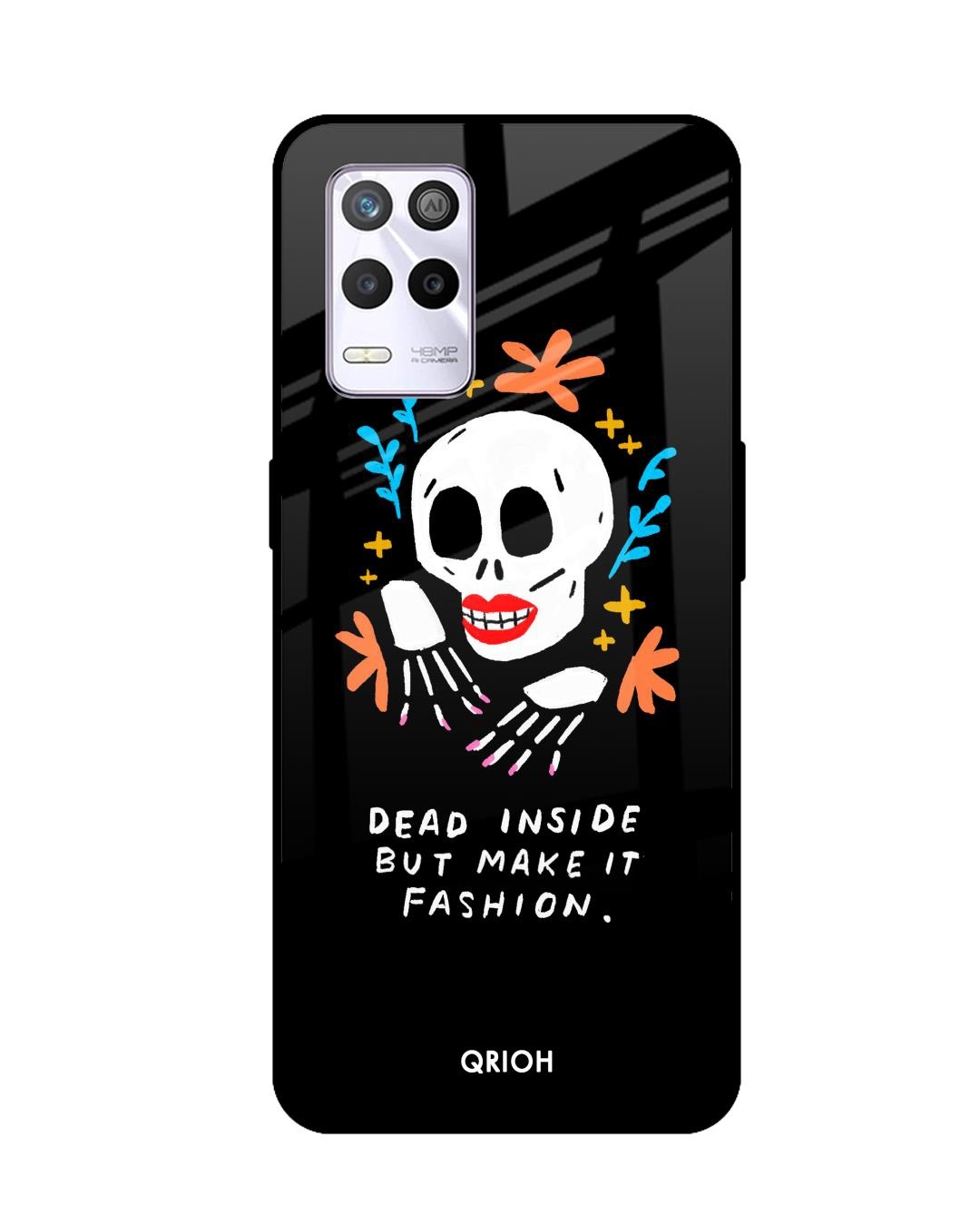 Shop Fashionable Skeleton Printed Premium Glass Cover for Realme 9 5G (Shock Proof, Scratch Resistant)-Front