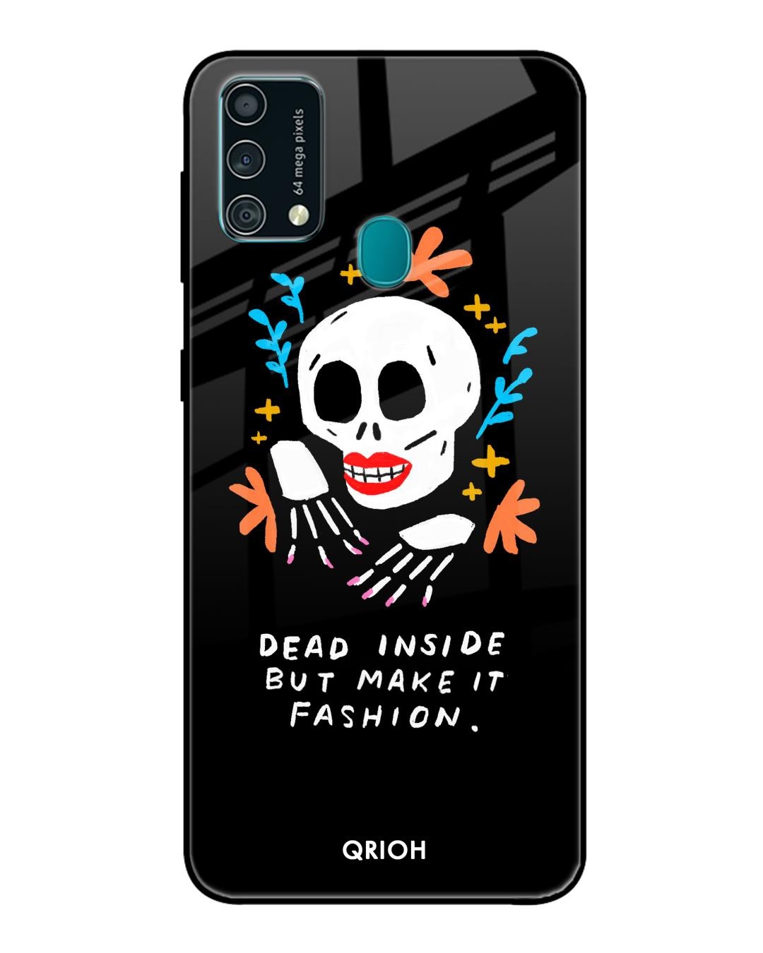 Shop Fashionable Skeleton Printed Premium Glass Cover For Samsung Galaxy F41(Impact Resistant-Front