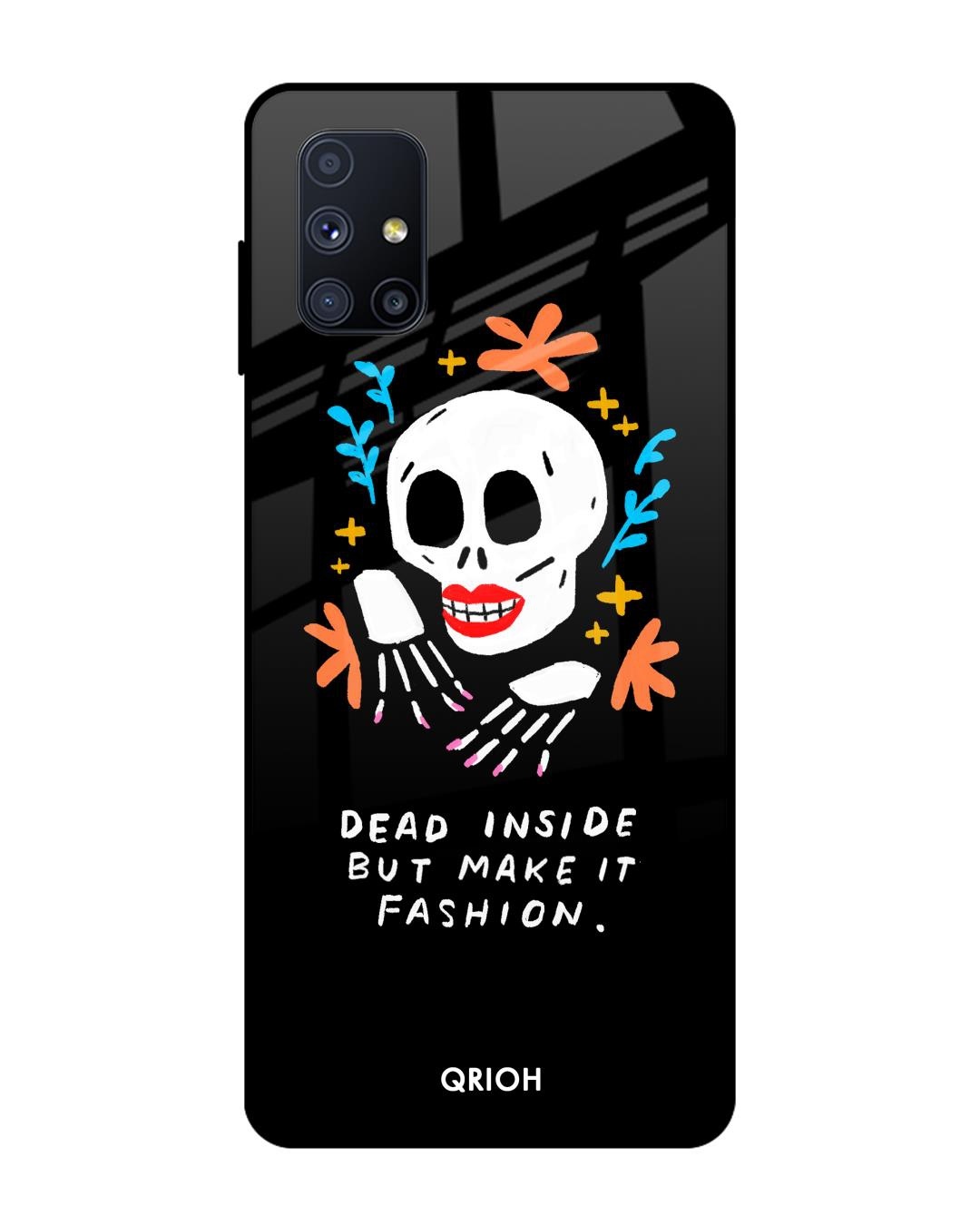 Shop Fashionable Skeleton Printed Premium Glass Cover For Samsung Galaxy M51(Impact Resistant-Front