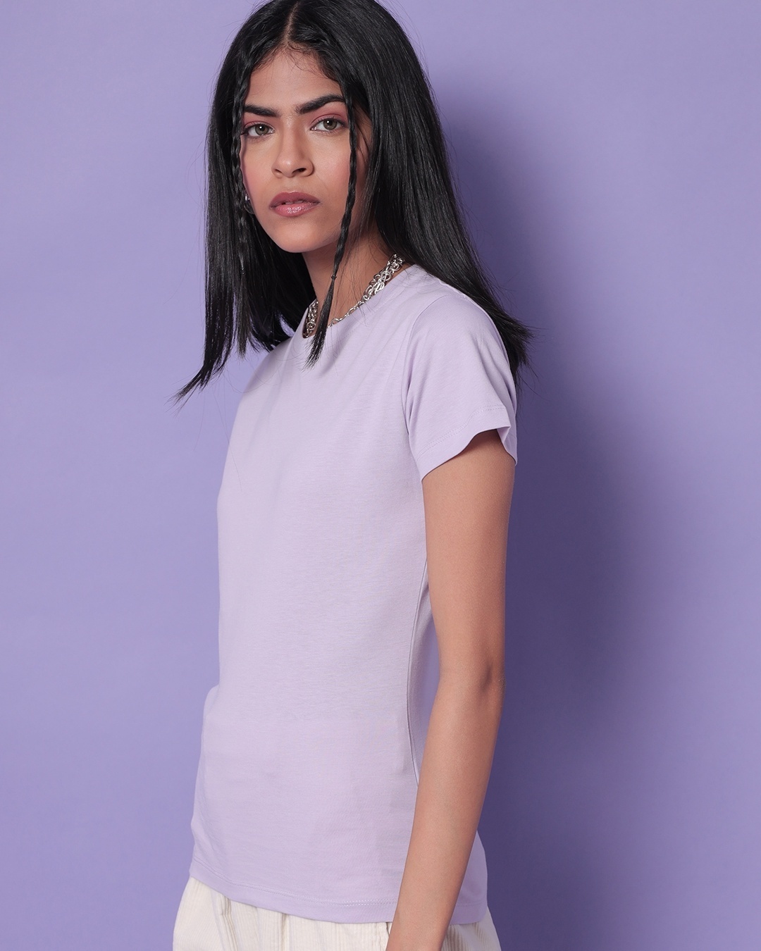 Shop Feel Good Lilac Half Sleeve T-shirt-Back